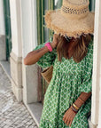 Abito lungo verde da donna