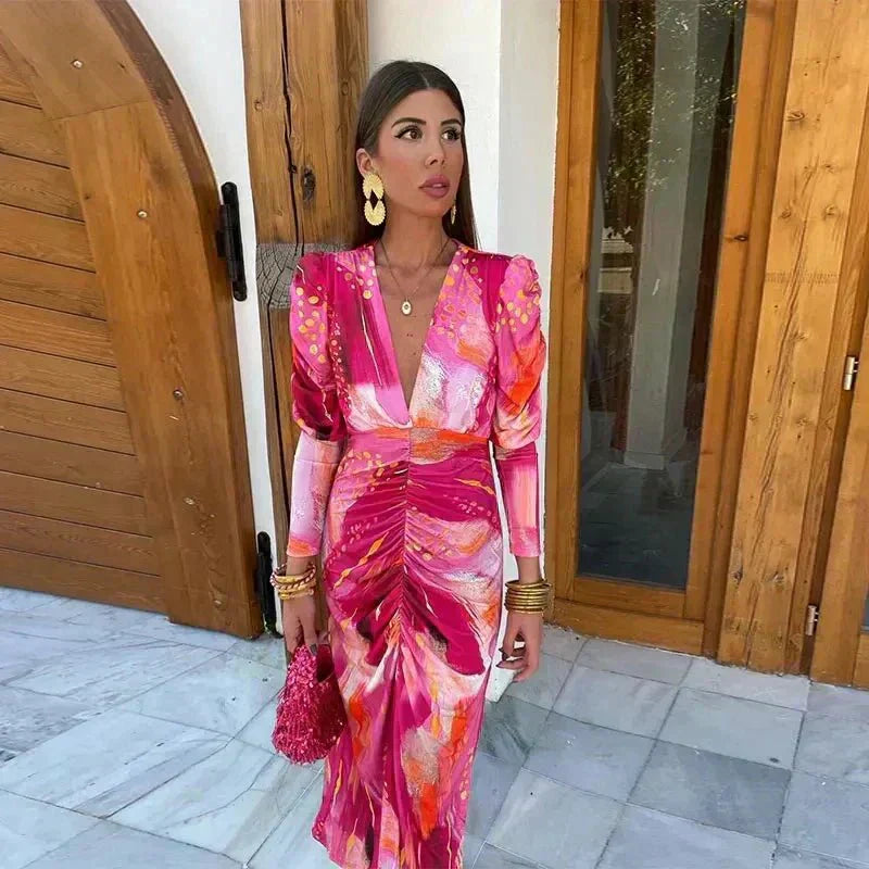 Abito lungo avvolgente da donna per invitate a matrimoni - Eleganza serale