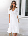 Abito midi da donna bianco