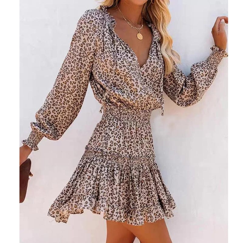Vestito Mini Donna con Stampa Leopardo