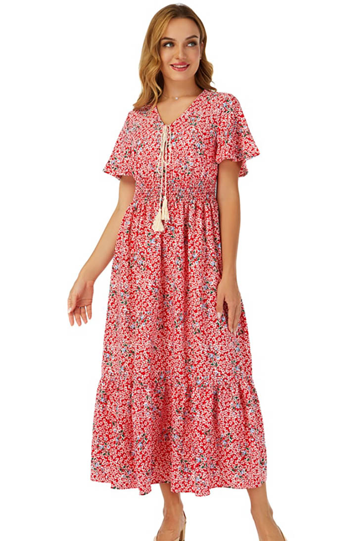 Abito lungo rosso da donna