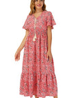 Abito lungo rosso da donna
