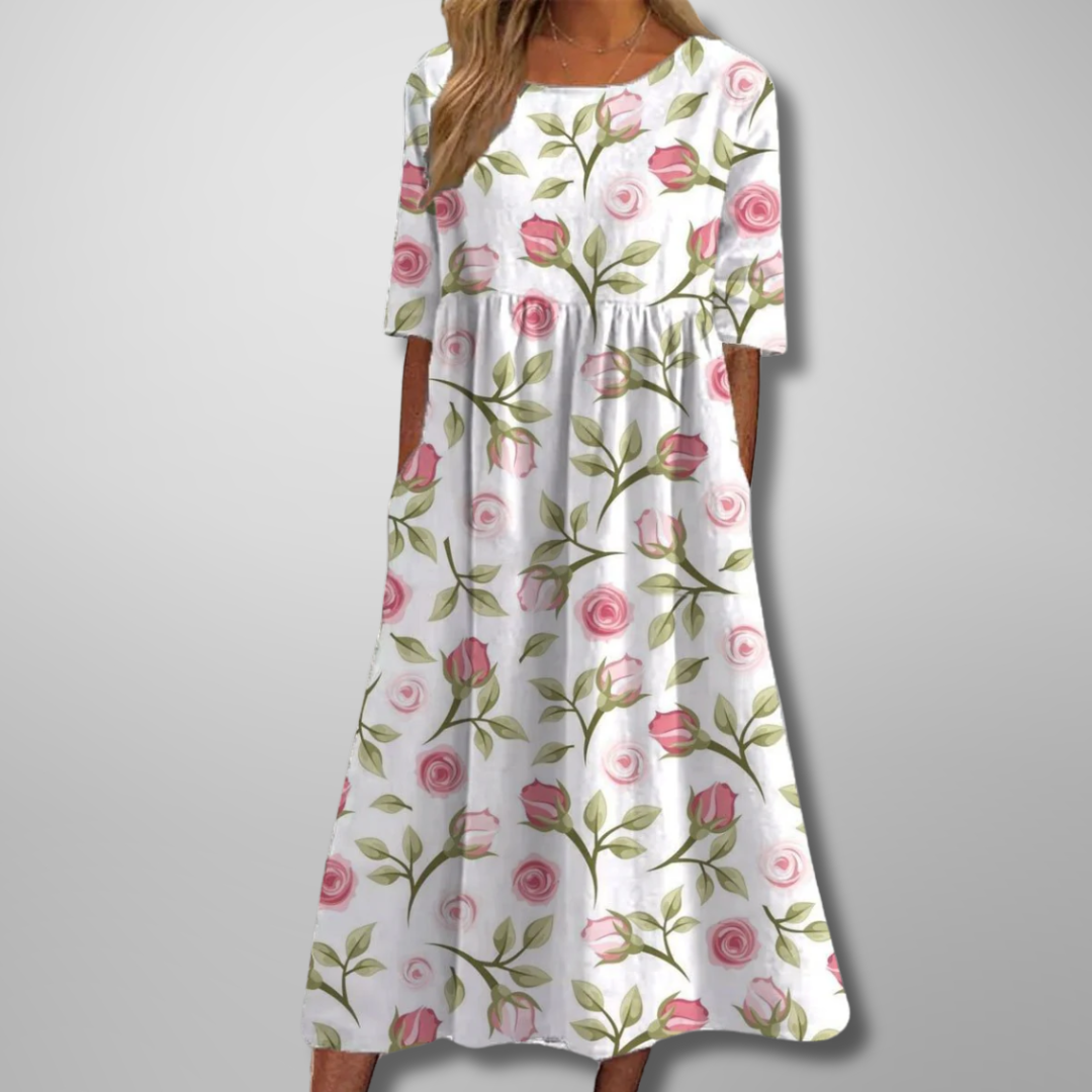 Abito midi floreale donna a vestibilità comoda