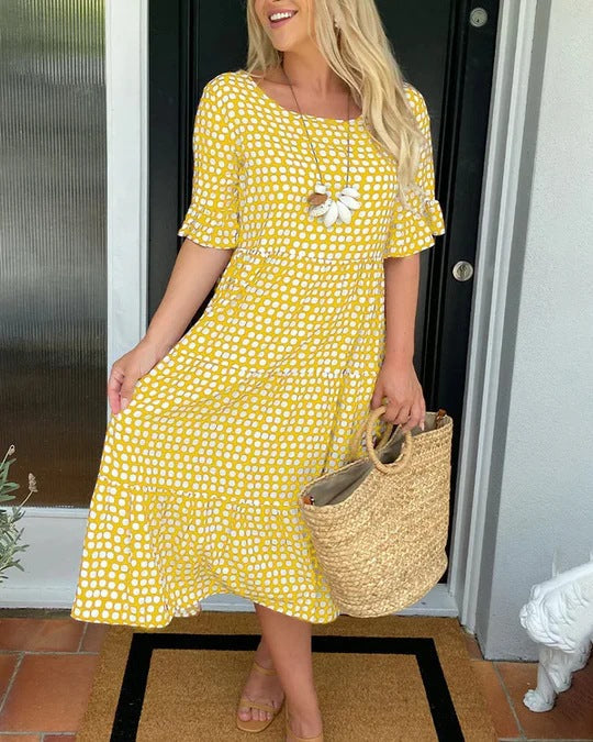 Abito midi comodo da donna con pois