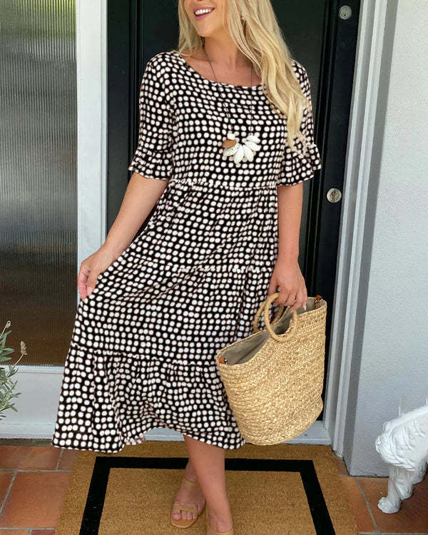 Abito midi comodo da donna con pois