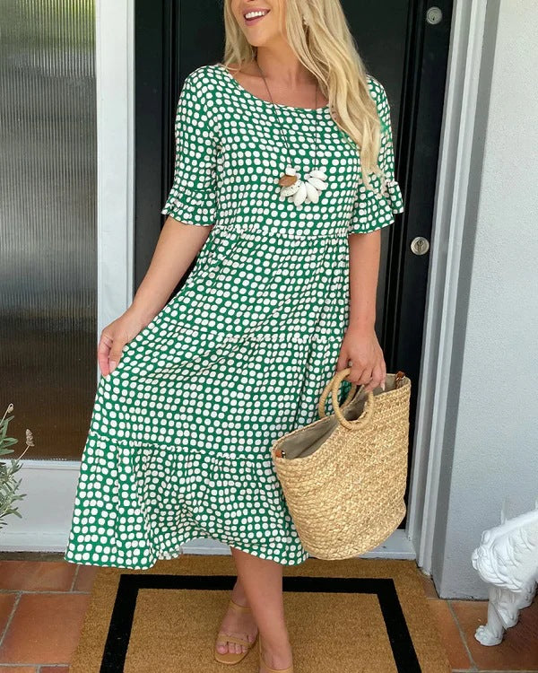 Abito midi comodo da donna con pois