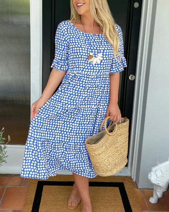 Abito midi comodo da donna con pois