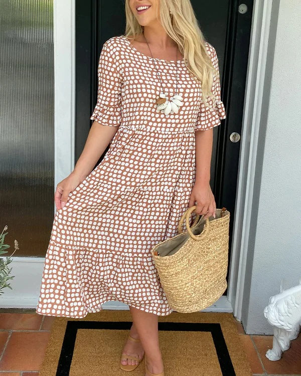 Abito midi comodo da donna con pois