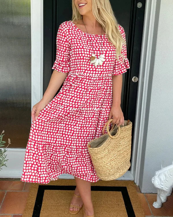 Abito midi comodo da donna con pois