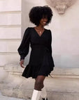 Vestito Mini Bohemien da Donna con Scollo a V