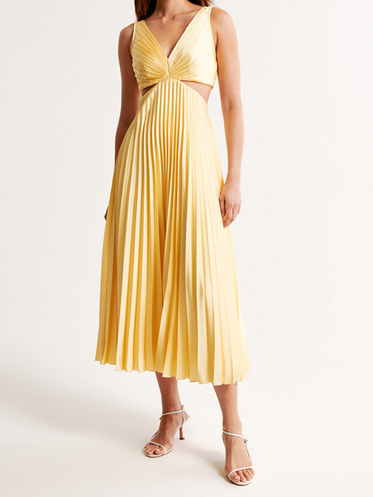 Abito lungo da donna con scollo a V per invitati a matrimoni - Abbigliamento elegante da sera