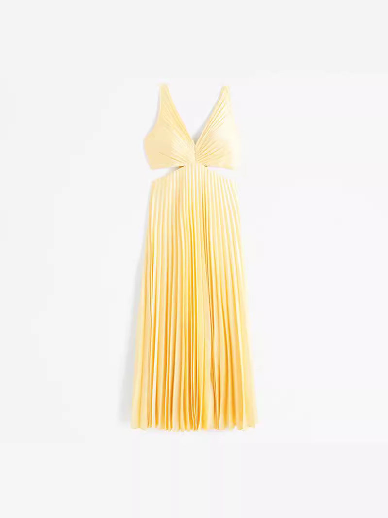 Abito lungo da donna con scollo a V per invitati a matrimoni - Abbigliamento elegante da sera