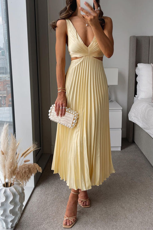 Abito lungo da donna con scollo a V per invitati a matrimoni - Abbigliamento elegante da sera