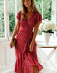 Abito midi donna con scollo a V