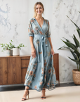 Abito midi donna con scollo a V