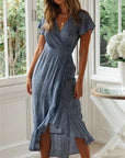 Abito midi donna con scollo a V
