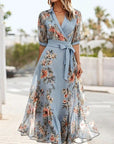 Abito midi donna con scollo a V