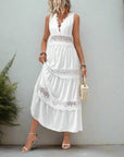 Abito lungo bianco da donna in pizzo