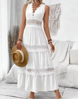 Abito lungo bianco da donna in pizzo