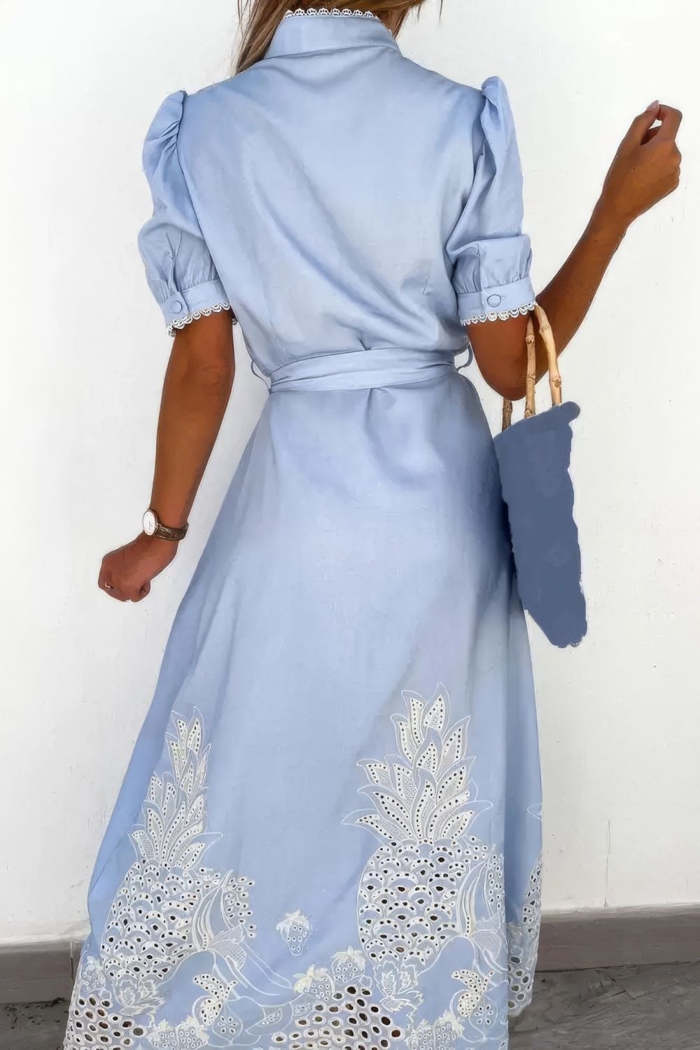 Abito Maxi Bianco da Donna con Dettaglio a Bottoni