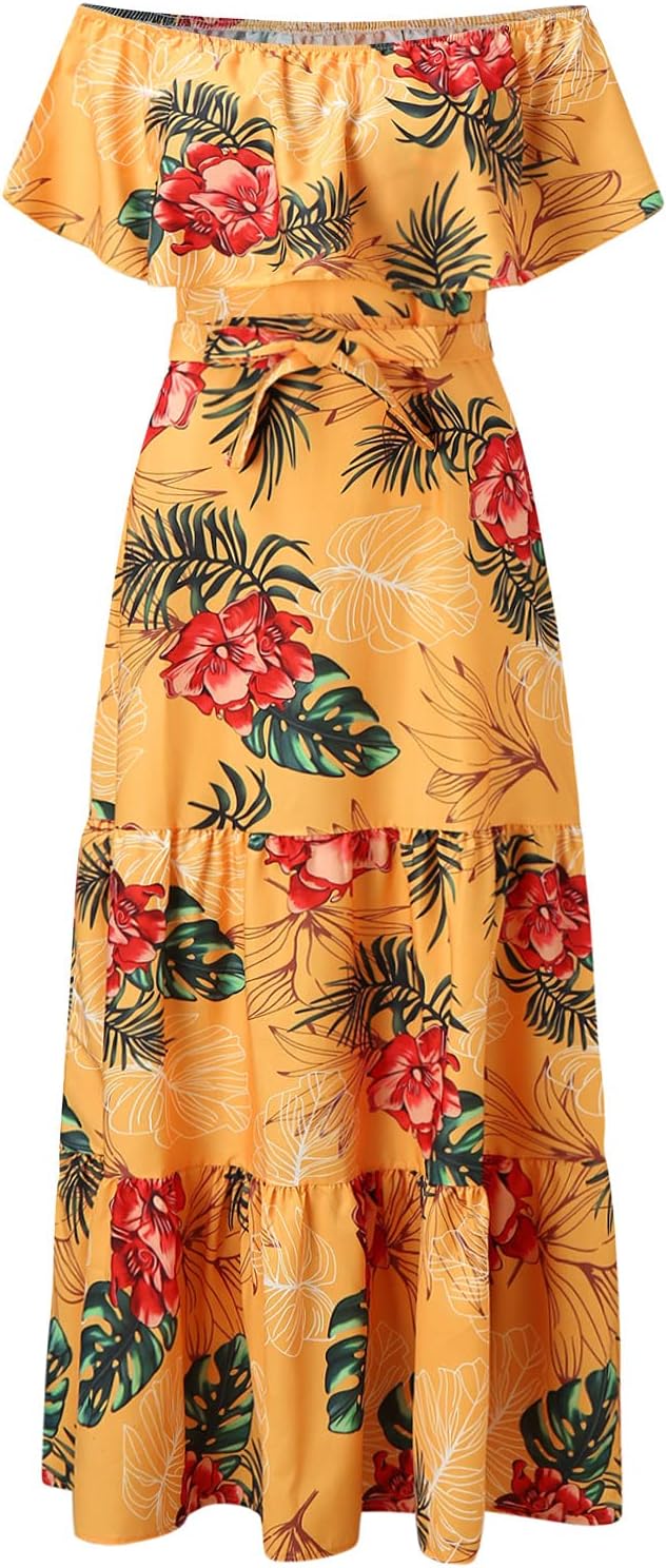 Abito lungo giallo da donna