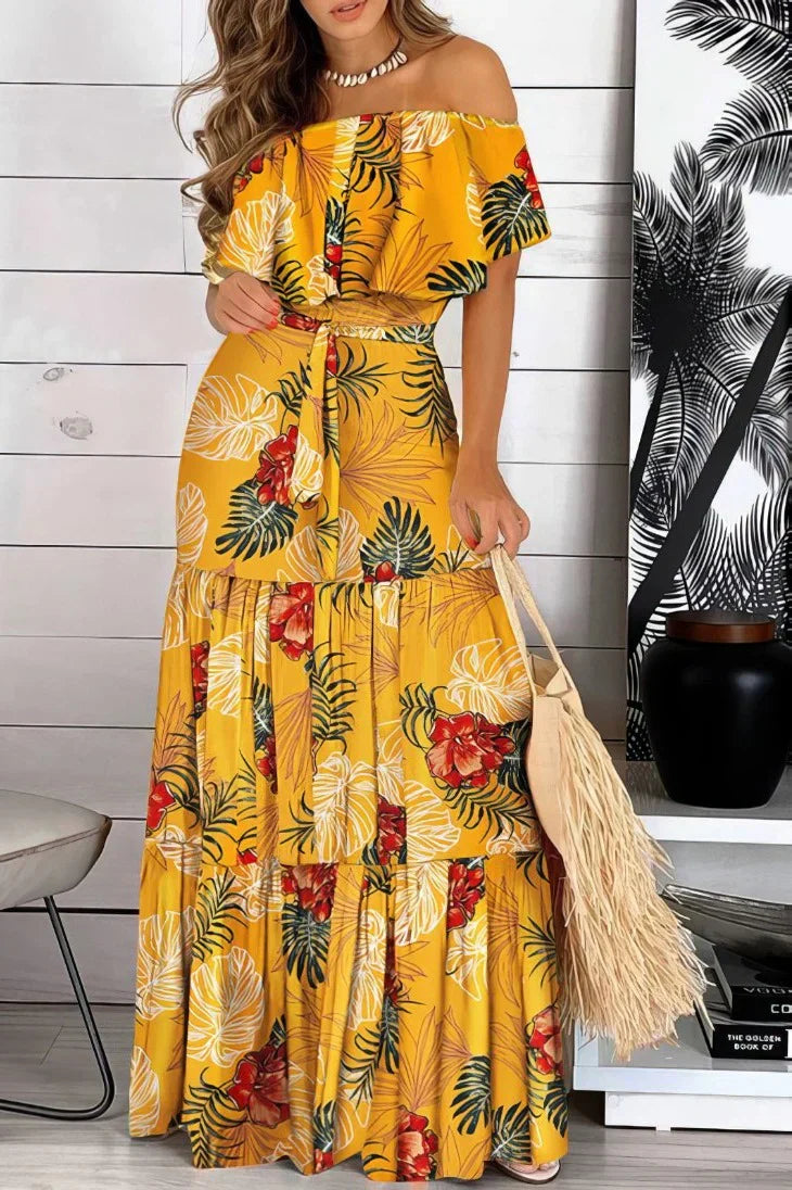 Abito lungo giallo da donna
