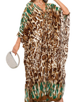 Yana Kaftan Donna Taglia Grande – Abito Maxi da Spiaggia in Viscosa, Scollo a V e Maniche a Pipistrello Bohemien