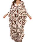 Yana Kaftan Donna Taglia Grande – Abito Maxi da Spiaggia in Viscosa, Scollo a V e Maniche a Pipistrello Bohemien
