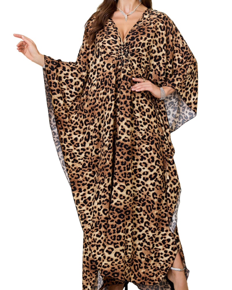 Yana Kaftan Donna Taglia Grande – Abito Maxi da Spiaggia in Viscosa, Scollo a V e Maniche a Pipistrello Bohemien