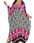Yana Kaftan Donna Taglia Grande – Abito Maxi da Spiaggia in Viscosa, Scollo a V e Maniche a Pipistrello Bohemien