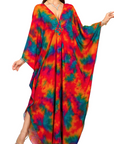 Yana Kaftan Donna Taglia Grande – Abito Maxi da Spiaggia in Viscosa, Scollo a V e Maniche a Pipistrello Bohemien