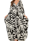 Yana Kaftan Donna Taglia Grande – Abito Maxi da Spiaggia in Viscosa, Scollo a V e Maniche a Pipistrello Bohemien