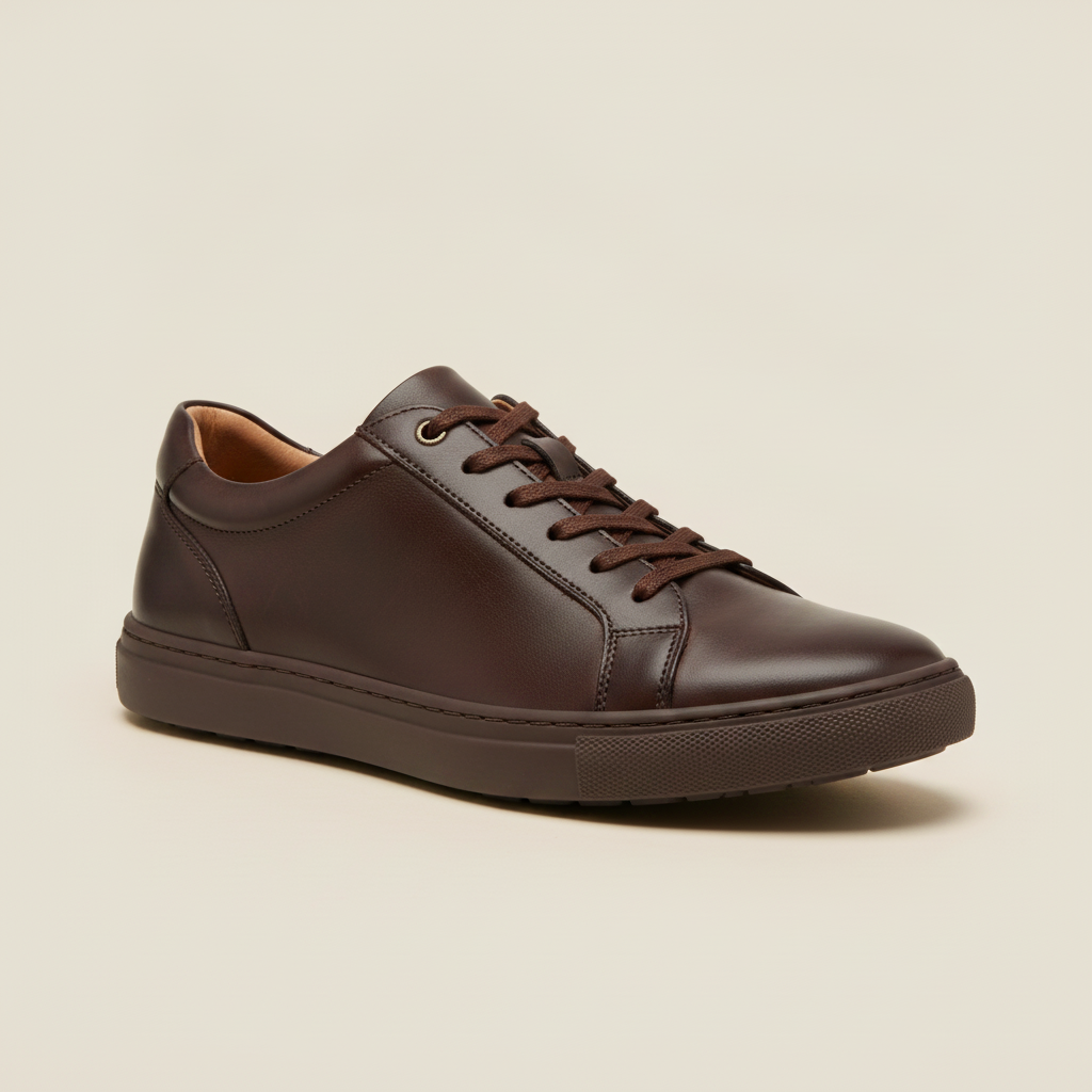 Sneakers Uomo Casual in Pelle Marrone – Eleganza Calda e Versatile - Testa di Moro