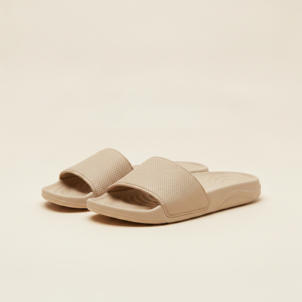 Ciabatte Slides Uomo con Fascia Testurizzata – Comfort Premium - Beige