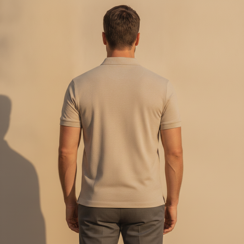 Polo Uomo in Misto Lino – Traspirante e Fresca per l'Estate - vista posteriore