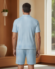 Completo Coordinato Uomo Camicia Acquerello e Pantaloncini - vista posteriore