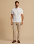Polo Uomo Premium Filo di Scozia – Cotone Pregiato Setoso - Bianco - indossato