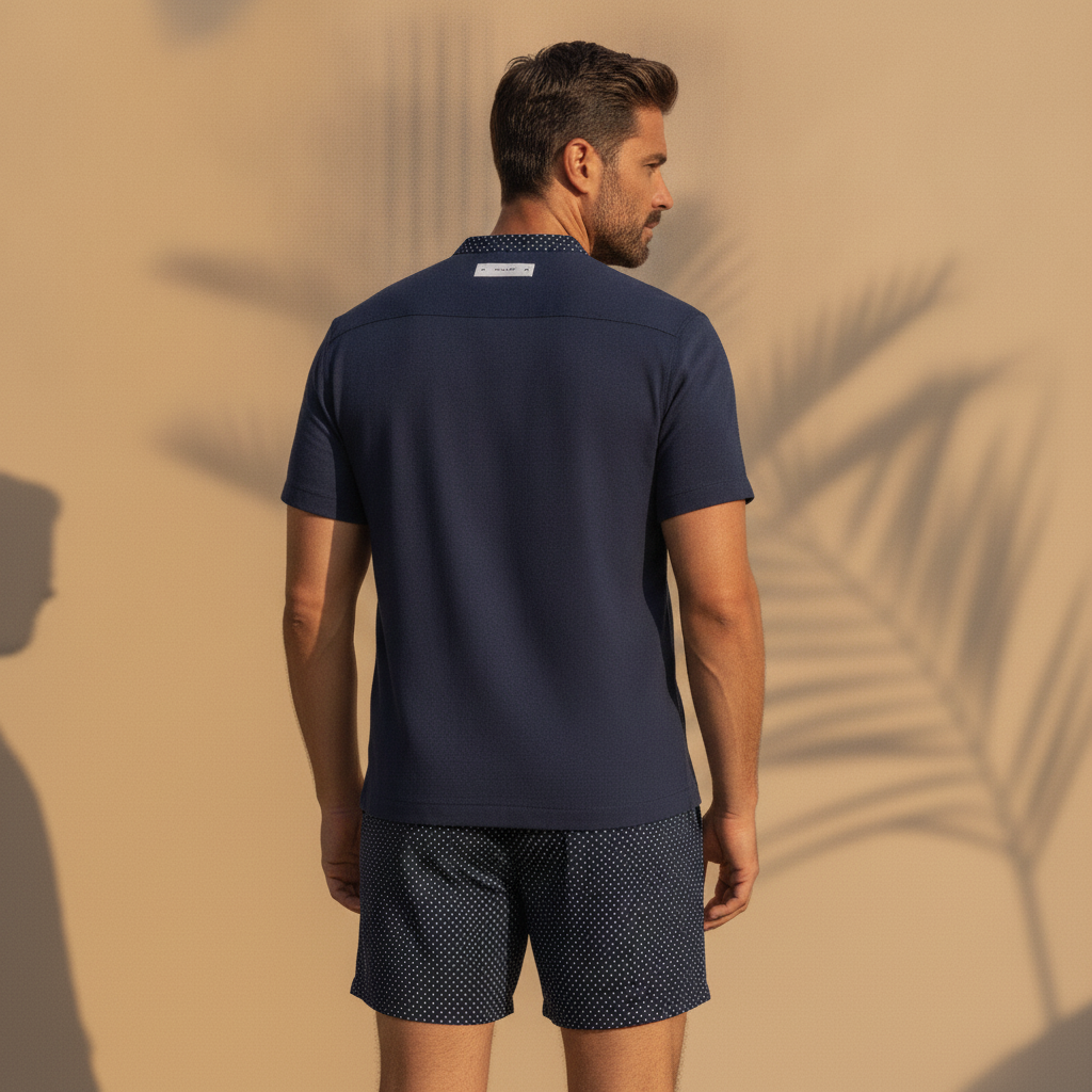 Completo Coordinato Uomo Camicia a Pois e Pantaloncini - vista posteriore