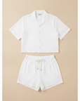Completo Coordinato Uomo Camicia Quadretti Vichy e Pantaloncini - Blu e Bianco