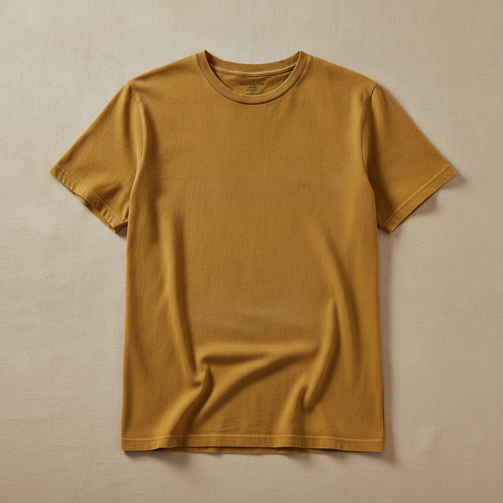 T-shirt Uomo Tinta in Capo Vintage – Colori Slavati Autentici - Senape