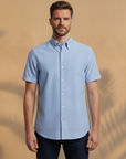 Camicia Uomo Oxford Manica Corta – Versatile ed Elegante Estiva - Bianco - indossato