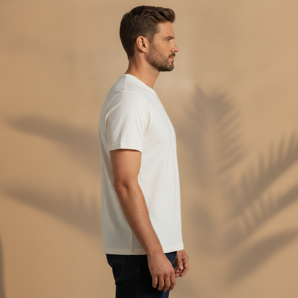 T-shirt Uomo in Cotone Biologico – Sostenibile e Morbida - vista laterale