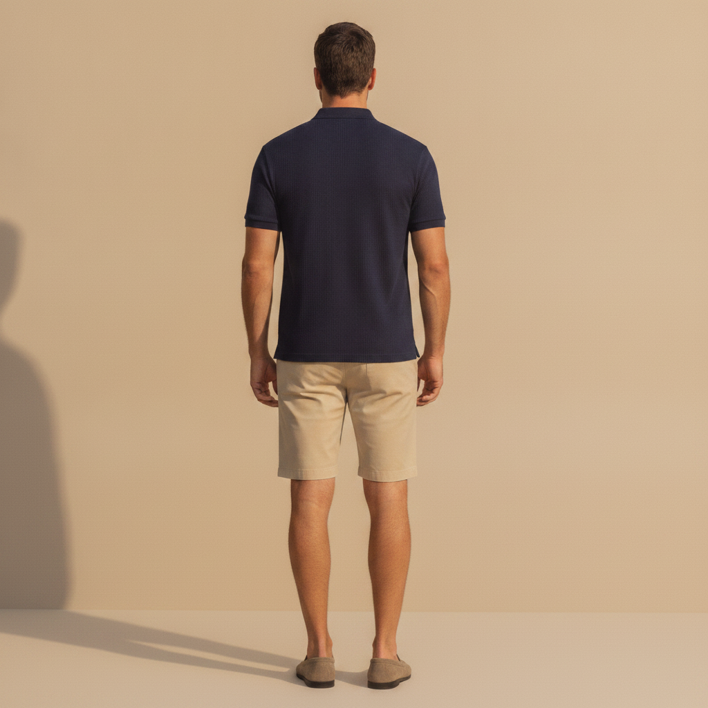 Polo uomo in piqué di cotone, vista posteriore