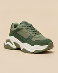 Sneakers Uomo Chunky Dad Bicolore – Streetwear Retro di Tendenza - Crema e Verde