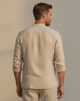 Camicia Uomo in Lino Tinta Unita – Eleganza Naturale Raffinata - vista posteriore