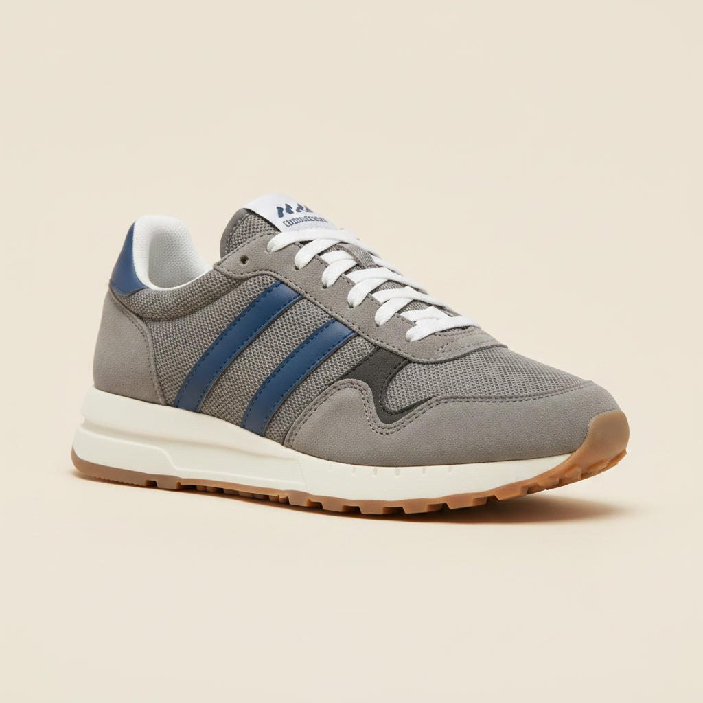 Sneakers Uomo Retrò in Camoscio – Stile Running Vintage Anni '80 - vista 3-4