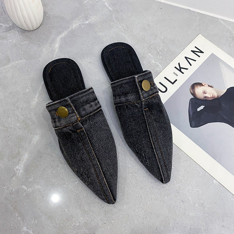 Mocassini Donna Piatti Finitura Denim – vista laterale