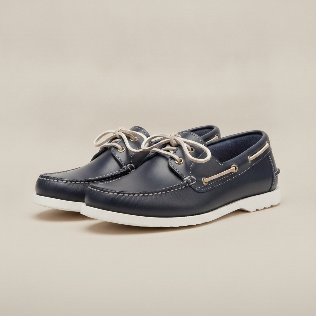 Scarpe da Barca Uomo in Pelle – Boat Shoes Classiche Estive - Blu Navy