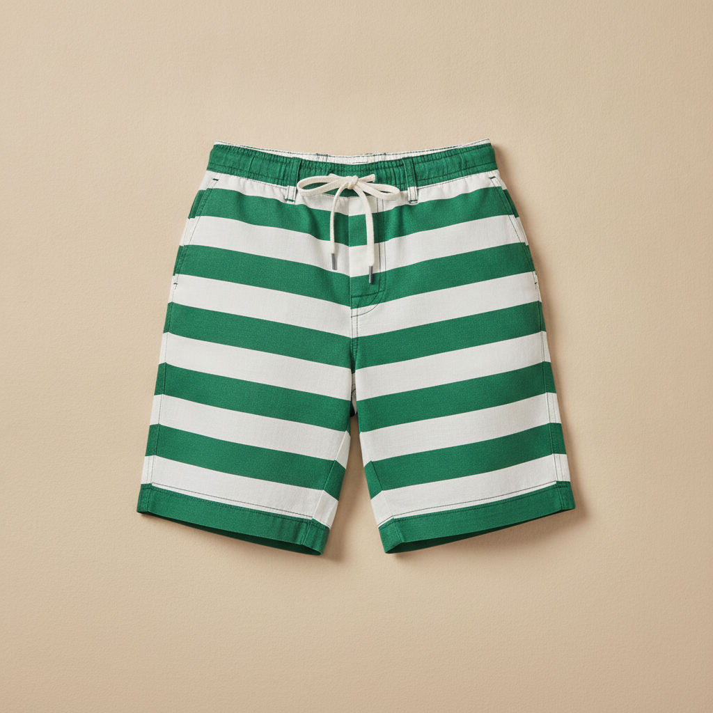 Pantaloncini Uomo a Righe Estivi – Stile Mediterraneo Fresco - Verde e Bianco