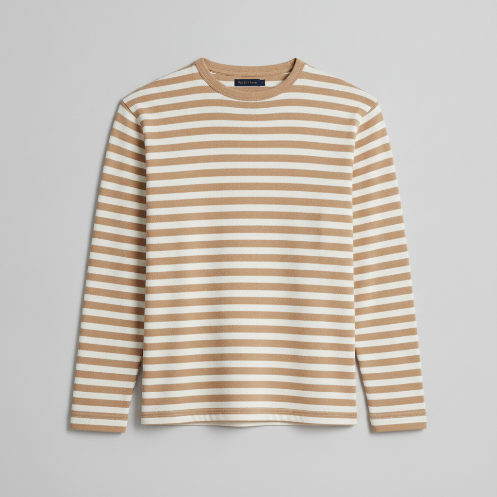 T-shirt Uomo a Righe Marinière – Stile Nautico Estivo - Blu e Sabbia